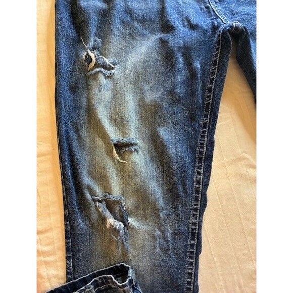 Request Premium Jeans Mens 38x32 Relaxed Fit Ripped Blue Denim Black Label Pants - Picture 3 of 6